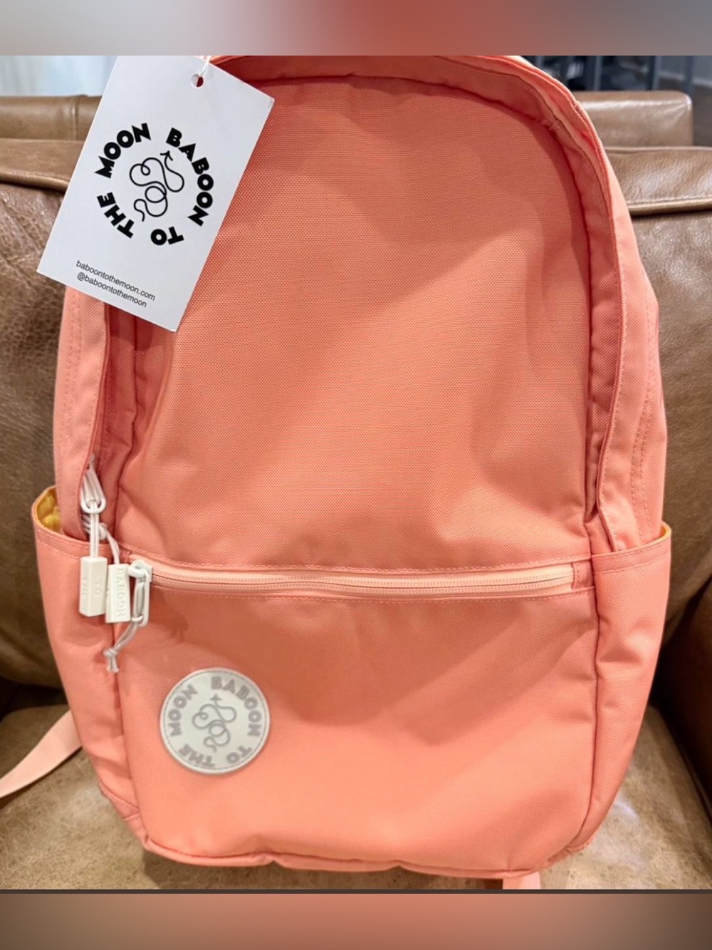 NEW!! Baboon to the Moon City Backpack — 24L Coral/Salmon yellow interior NWT